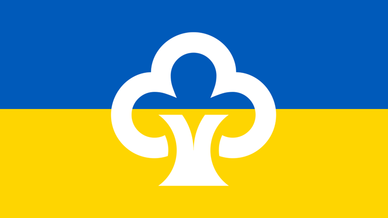 Säästöpankin rahapuu Ukrainan väreissä.