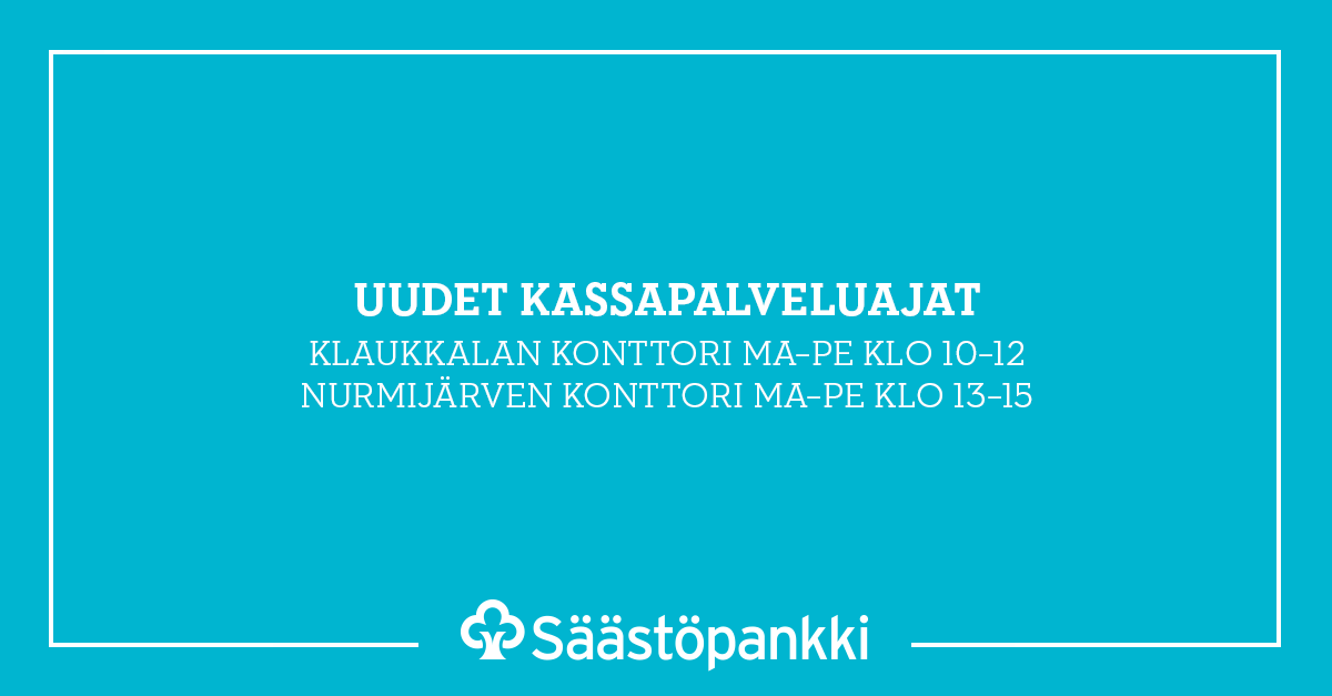 Kassapalvelujen aukioloajat parantuvat Nurmijärven kunnan alueella