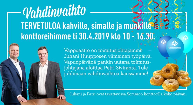 Vahdinvaihto Someron Säästöpankissa