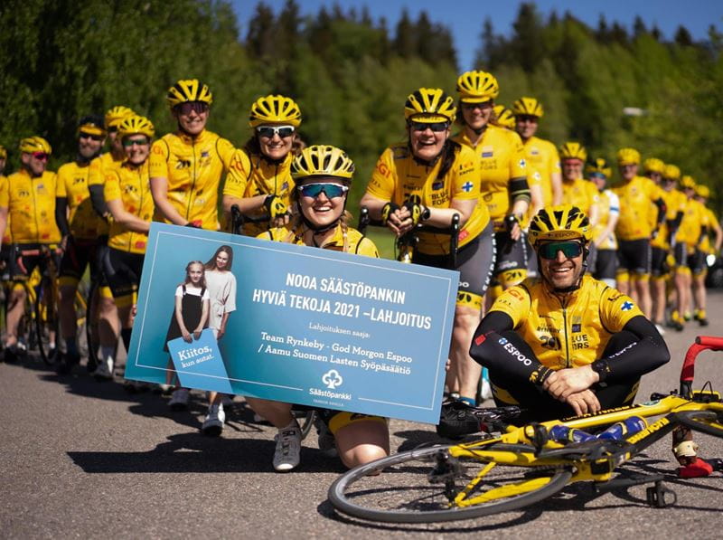 Nooa Säästöpankin Hyviä tekoja 2021 lahjoituksen saaja Team Rynkeby - God Morgon Espoo.